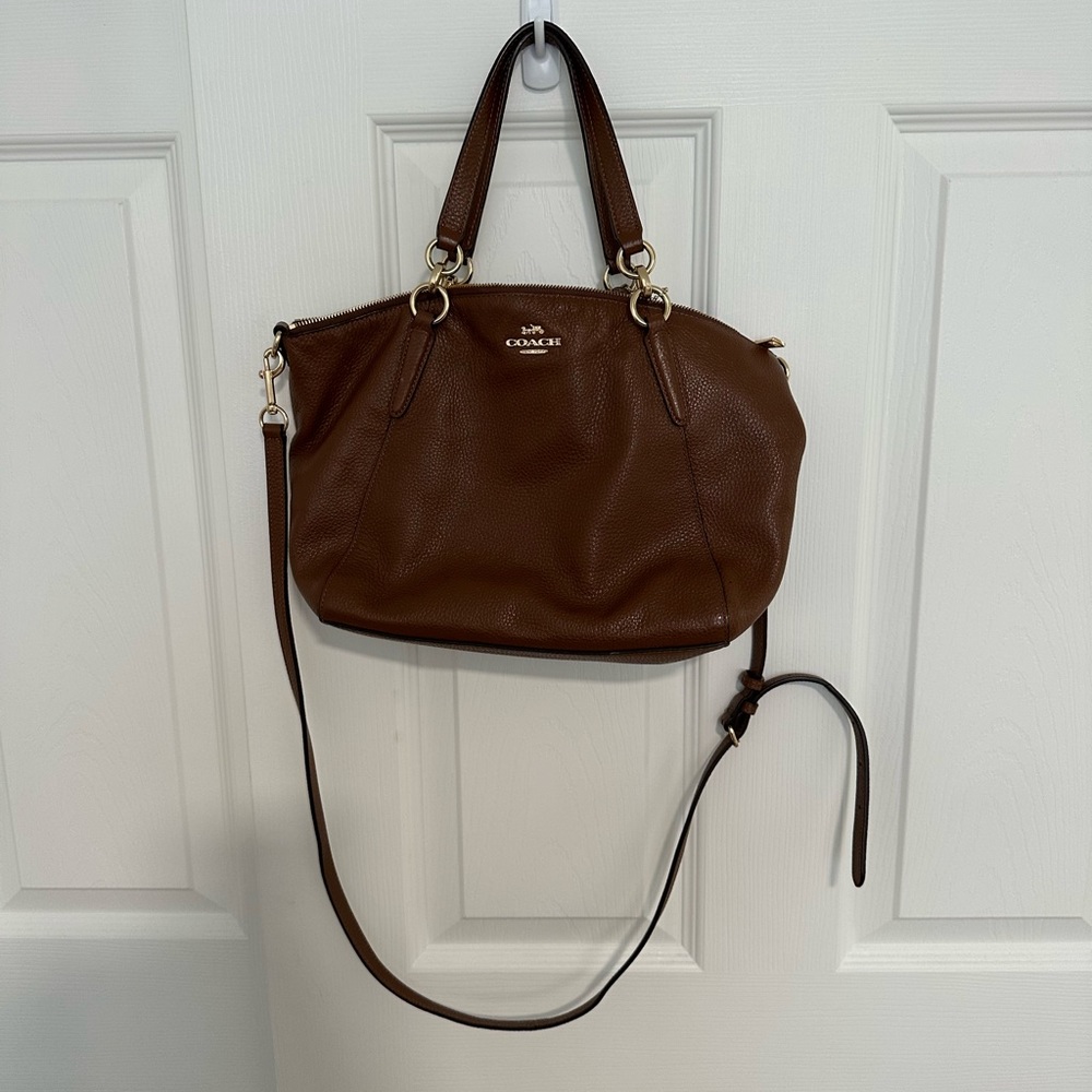 COACH Tan Leather Crossbody Satchel Bag